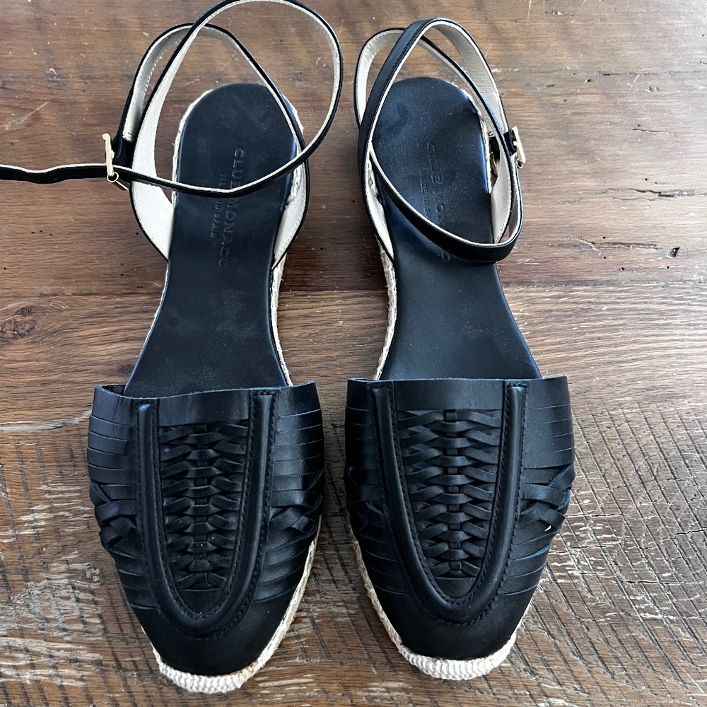 Club Monaco Black Woven Espadrille Slingback Flats